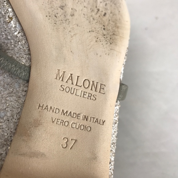 Malone Souliers Off White Glitter Robyn Flats sz 7 - Picture 8 of 11